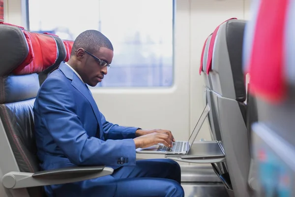 Business passenger in a train — Stock Photo, Image