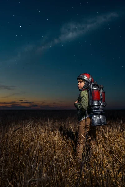 Little boy with a backpack — Stock Photo, Image