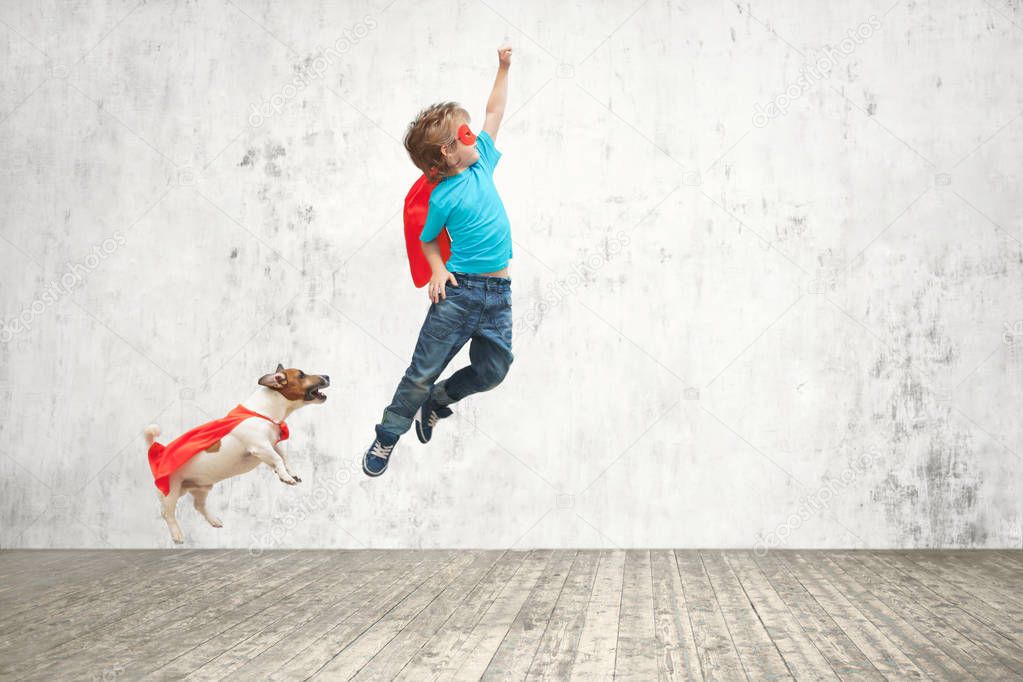 Little hero with dog