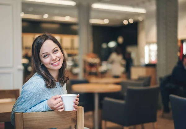 Attractive girl with a cup — Stock Photo, Image