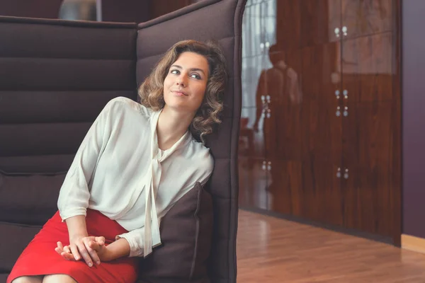 Young Smiling Businesswoman Coworking — Stock Photo, Image