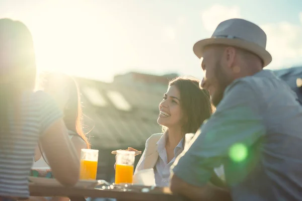 Smiling Attractive People Party Roof — Stock Photo, Image