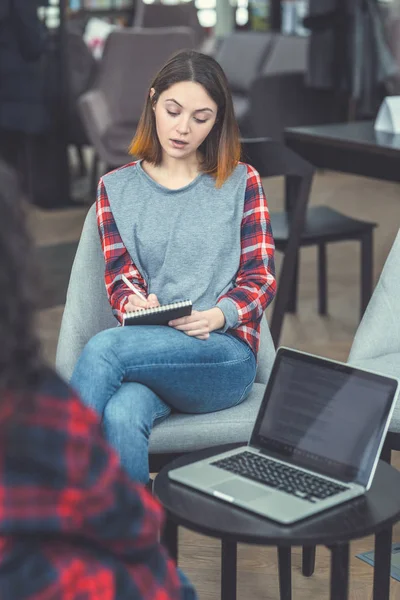 Young student with laptop indoors — Stock Photo, Image