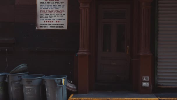 Ελκυστική Κοπέλα Βγαίνει Από Ένα Κτίριο Στη Νέα Υόρκη — Αρχείο Βίντεο