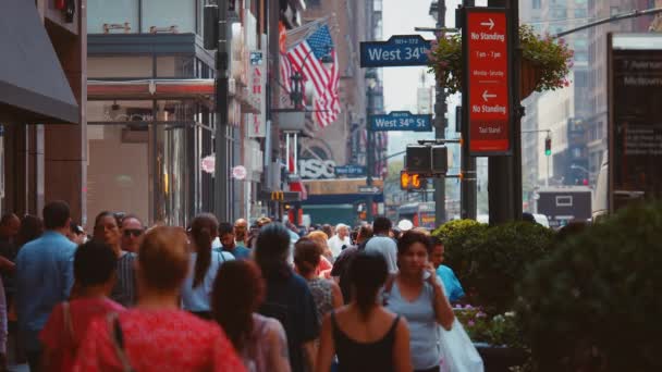 Crowd People Street New York City — Stock Video