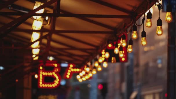 Lámparas Bar Americano Aire Libre Nueva York — Vídeos de Stock