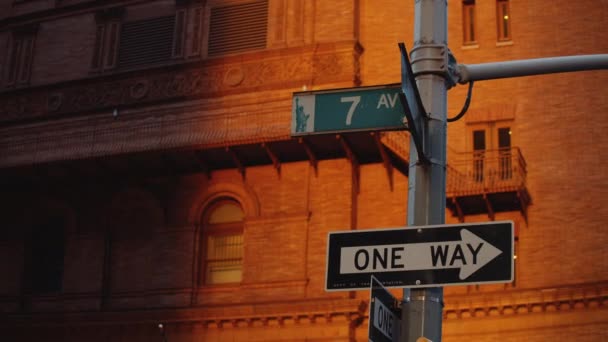 Urban Street Signs New York City Night — Stock Video