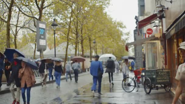 Giovane Donna Sotto Pioggia Città — Video Stock