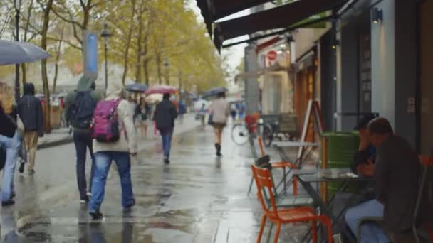 Привлекательная Женщина Дождем Париже Франция — стоковое видео