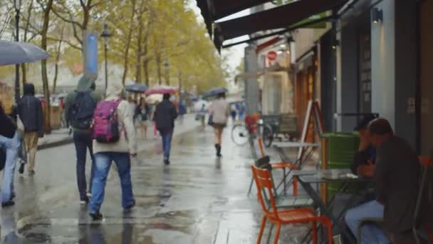 Mulher Atraente Chuva Paris França — Vídeo de Stock