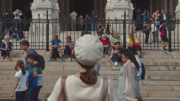 Fotograf Der Berühmten Kathedrale Sacre Coeur Paris — Stockvideo