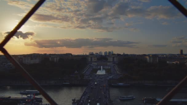 Viewpoint Eiffel Tower Sunset — Stock Video