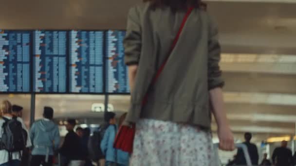 Jonge Toerist Het Vliegveld — Stockvideo