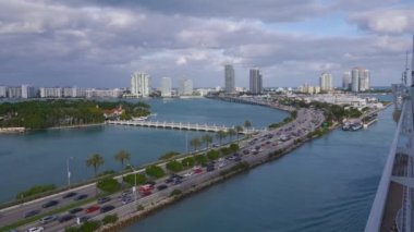 Miami, Florida manzarası. Siyah Sihirli Sinema Kamerasında Çekim