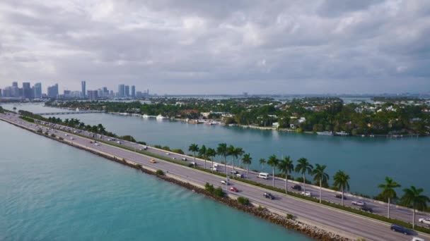 Estrada Miami Uma Vista Superior Filmado Black Magic Cinema Camera — Vídeo de Stock