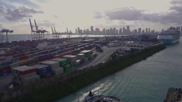 Blick Auf Den Hafen Miami Gedreht Auf Black Magic Cinema — Stockvideo