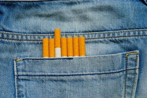 Cigarettes in old jeans pocket