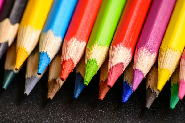 Colorful pencils. Close-up top view. — Stock Photo, Image