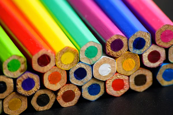Colorful pencils. Close-up top view. — Stock Photo, Image
