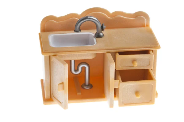 Cupboard with sink toy isolated — Stock Photo, Image