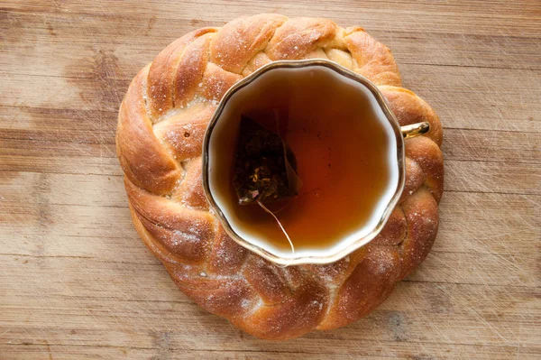 Tasse de thé avec pâtisserie — Photo