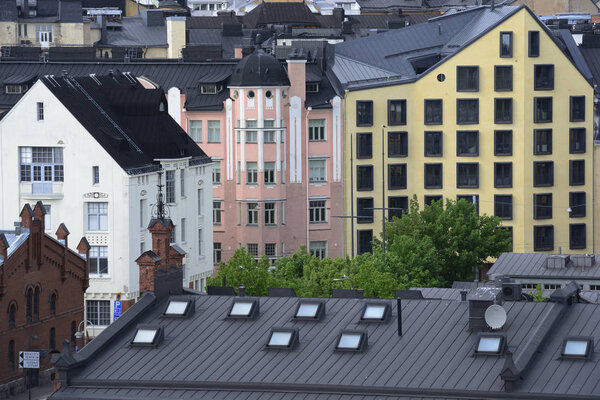 Finland, view of Helsinki, roofs, attics, windows