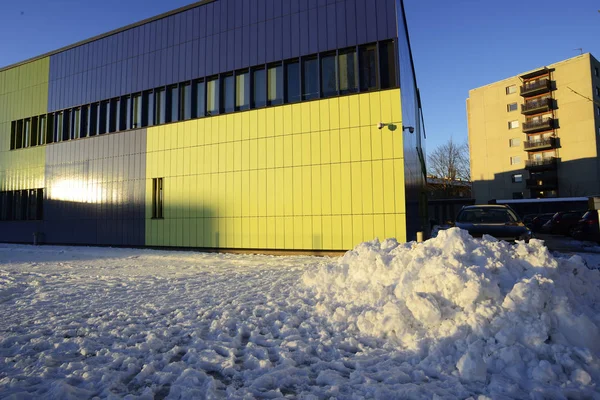 En liten stad i Finland på en frostig dag — Stockfoto