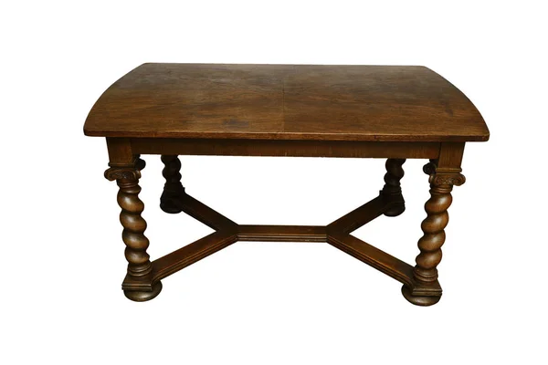 Антикварний дубовий стіл зі скрученими ногами — стокове фото