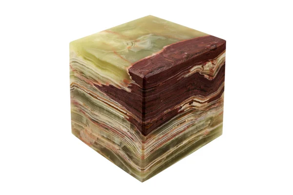 Cube of marble onyx on a white — Stock Photo, Image