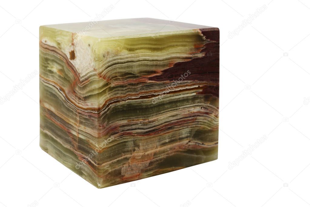 cube of marble onyx on a white