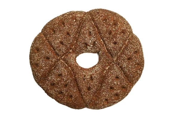 Finnish round rye bread on a white — Stock Photo, Image