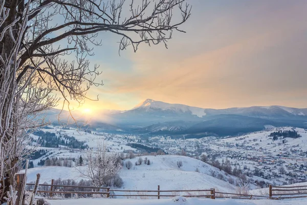 Krásná zimní krajina v horách. — Stock fotografie