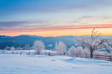 Dağlardaki güzel kış manzarası.