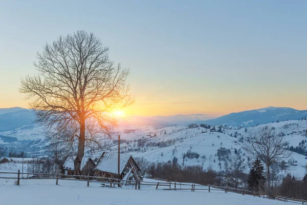 山の中の美しい冬の風景. — ストック写真