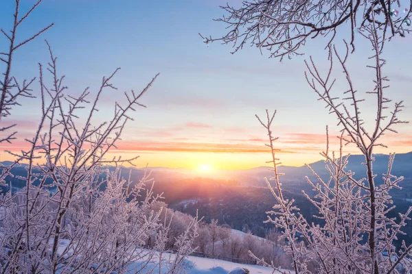 Gyönyörű téli táj a hegyekben. — Stock Fotó