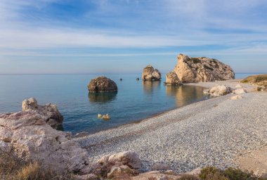 Seascape with Petra tou Romiou in Pafos, Cyprus. clipart