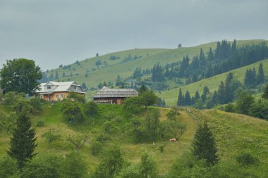 Dağlar gündoğumu sırasında alanında.