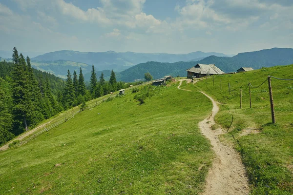 Dağlar gündoğumu sırasında alanında.