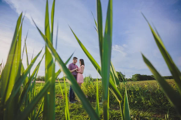 doğa üzerinde birlikte aşık genç Çift