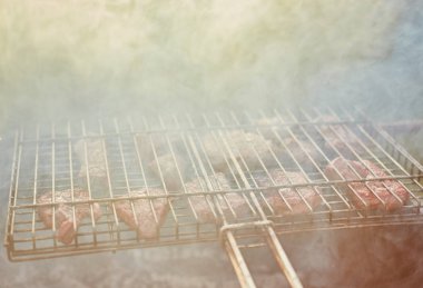 Bir Barbekü sığır filetosu biftek en çok, alan derinliği sığ. Yaz 