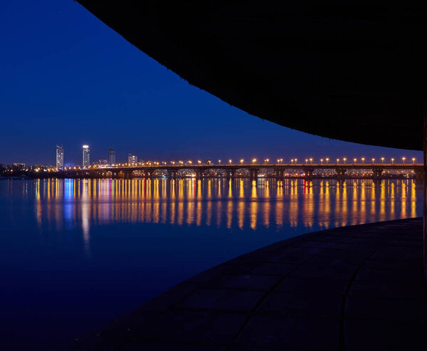 View to Paton bridge in Kiev