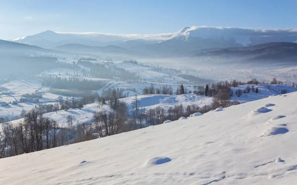 Утренний горный пейзаж. Пасмурное цветущее небо. Карпаты, Украина, Европа . — стоковое фото