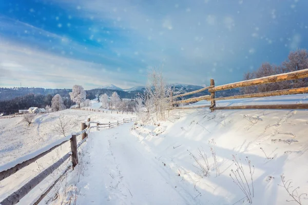 Zimní krajina. cesta pokrytá sněhem — Stock fotografie