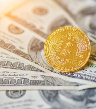 Doları zemin üzerine altın metal bitcoin