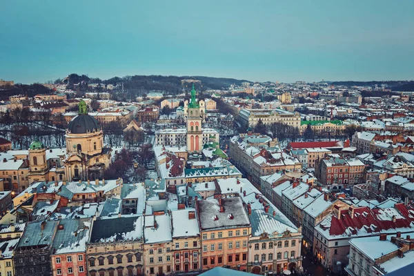 Kış görünümü üzerinde şehir merkezinde Lviv, Ukrayna. — Stok fotoğraf