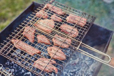 Forest.shashlik doğa, Barbekü. Benim pişirme işlemi