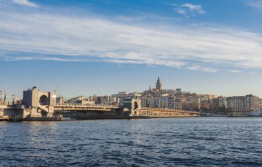 Galata Kulesi, Galata Köprüsü, Karaköy bölge ve Haliç sabah