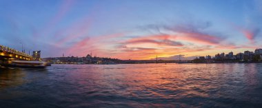 Siluet günbatımı panoramik Boğaziçi
