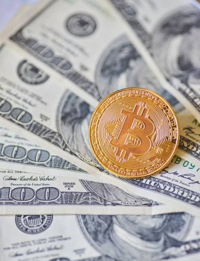 Doları zemin üzerine altın metal bitcoin