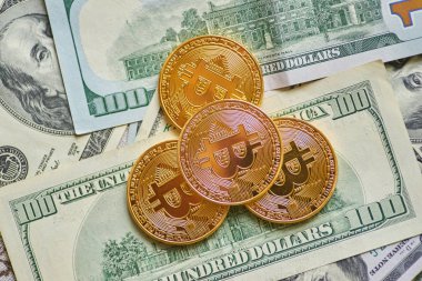 Doları zemin üzerine altın metal bitcoin